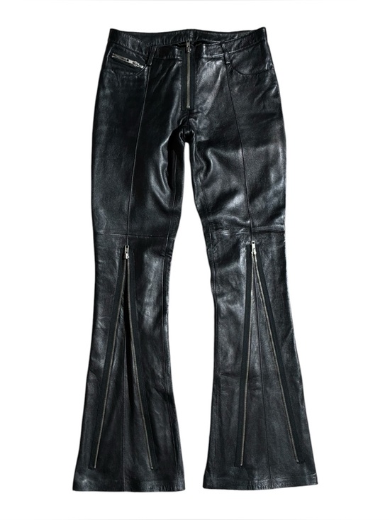 bebe Pants - Y2K Bebe Leather Zipper Flare Pants Low Waisted Black